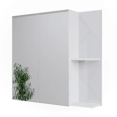 Immagine di Vicco Mobile a specchio per il bagno &quot;Irma&quot;, Bianco lucido, 80 x 75 cm