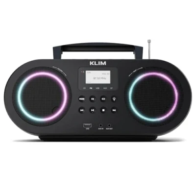 Immagine di KLIM Lettore CD Stereo Boombox B5 + Radio FM con Bluetooth e USB, AUX, casa, Batteria ricaricabile, Standby automatico, EQ Digitale, Player