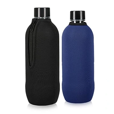 Immagine di kwmobile Set 2x Borsa Termica Porta Bottiglie Compatibile con Soda Stream Bottle 615ml Cooler Raffreddante Termico Cerniera Zip Neoprene nero/blu