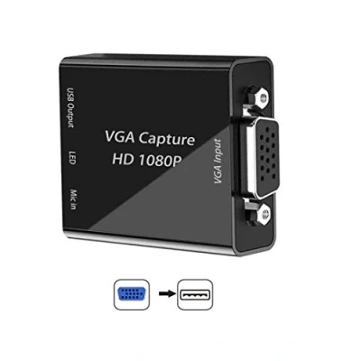Immagine di Scheda di acquisizione VGA, dispositivo da VGA a USB con ingresso microfono, supporta video Full HD 1080P per giochi, streaming, insegnamento, videoconferenza, trasmissione in diretta