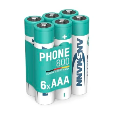 Immagine di ANSMANN Micro AAA MaxE Tipo 800mAh Phone Batteria Ricaricabile ad Alta Capacita 6x HR03