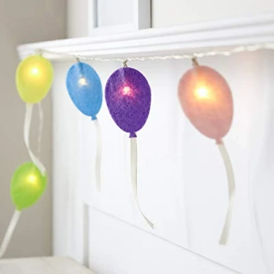 Immagine di Lights4fun Catena Luminosa di 15 Palloncini Colorati in Feltro con LED Bianchi Caldi a Pile per Interni