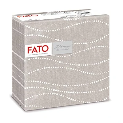 Immagine di Fato, Tovaglioli in Carta a secco, Airlaid, Effetto Tessuto, Confezione da 50 tovaglioli, Formato 40x40 piegato 4, Decoro Perle Tortora