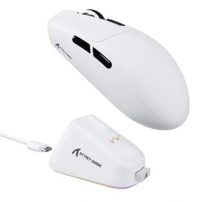 Immagine di ATTACK SHARK G3PRO Gaming Mouse with Magnetic Charging Dock, PixArt PAW3311 Sensor, BT/2.4G Wireless/Wired Mouse, 25000 DPI, Gamer Mice for Win11/Xbox/PS/Mac (White)