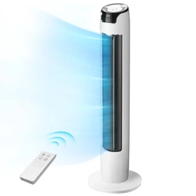 Immagine di Midea FZ10 16AR Ventilatore a torre con telecomando, 110 cm, oscillazione 60, 6 livelli di velocità, 3 ventilazioni, timer 12H, bianco