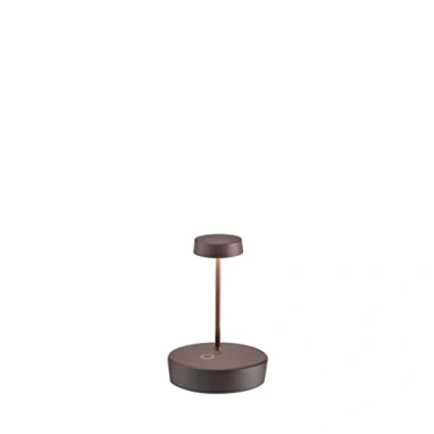 Immagine di Zafferano Lampada Swap Mini, da Tavolo Ricaricabile e Senza Fili con Controllo Touch, Adatta per Salotto ed Esterni, Dimmer, 2700 K, Altezza 14,8 cm, Colore Corten