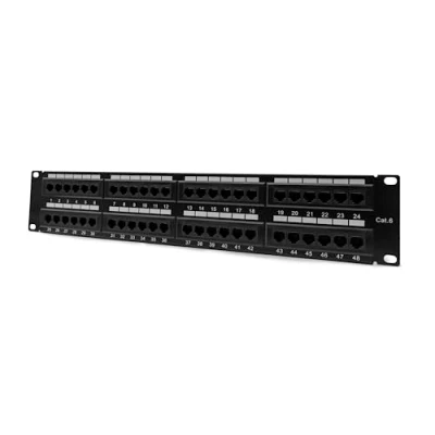 Immagine di Mach Power PATCH PANEL 48 PORTE RJ45 UTP CAT. 6 RACK 19 NERO