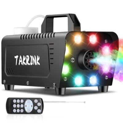 Immagine di TAKRINK Macchina del Fumo, 900W Fumo di Nebbia Portatile con 8 Luci LED 16 Colori RGB e Telecomando Wireless, della per il DJ Matrimonio Halloween Natale
