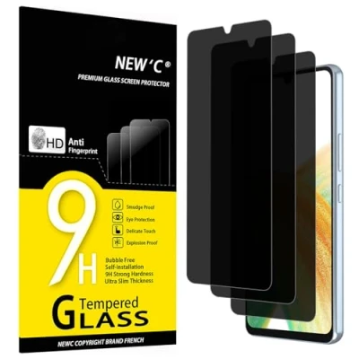 Immagine di NEW&#039;C 3 Pezzi, Pellicola Protettiva Privacy per Samsung Galaxy A33 5G, Angolo di 35 Gradi Bilanciato con Protezione Gli Occhi, Durezza Ultra Resistente 9H, Senza Bolle