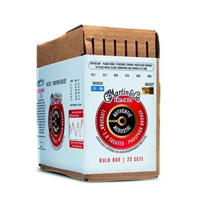 Immagine di MARTIN &amp; Co. MA550TBULK Authentic Lifespan 2.0 Medium 13 56 Phosphor Bronze, Confezione da 25