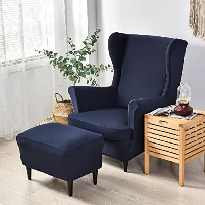 Immagine di CHNSHOME Copripoltrona con Orecchie 1 Posto Elasticizzato 2 Pezzi Coprisedile Fodera per Pouf Fodere poltrone Elastiche Marina Militare