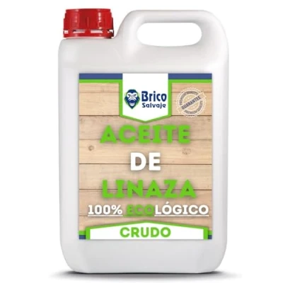 Immagine di BRICOSALVAJE Olio di lino CRUDO per il legno Mattone, Terrazzo, Piastrelle Nutrizione Ecologico (5 Litri)