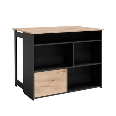 Immagine di Vicco tavolo bar alto Dominic, Quercia dorata/Antracite, 116 x 37 cm 4x scomparti aperti e 1x porta