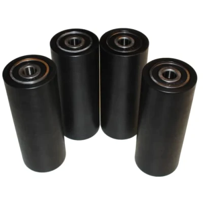 Immagine di 4 rulli in nylon poliammide, 40 mm di diametro, 100 larghezza, cuscinetti da 10 mm, lavorati con precisione nell&#039;UE (40 10, nero)