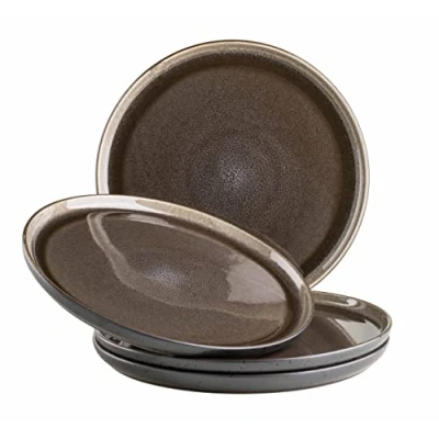 Immagine di MÄSER Serie Niara, set di piatti piani moderni per 4 persone, in stile vintage, grandi ceramica, gres, grigio/nero