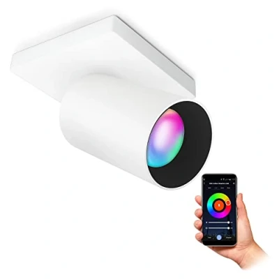 Immagine di SSC LUXon ALVO 1 faretto da soffitto e parete LED bianco, con lampadina Wi Fi Smart RGB GU10, 5 W, orientabile, compatibile Alexa, Siri &amp; Google