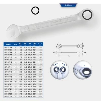 Immagine di BRILLIANT TOOLS BT013715 Chiave poligonale a cricchetto, 15 mm [Powered by KS TOOLS]