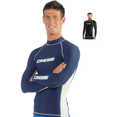 Immagine di Cressi Rash Man, Guard Maniche Lunghe, Uomo, Maglia Protettiva in Speciale Tessuto Elastico, Protezione Solare UV (UPF) 50, Royal Blu/Bianco, XL/6 (56)