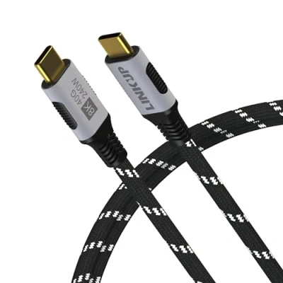 Immagine di LINKUP Cavo USB 4.0 240W 40Gbps Tipo C Thunderbolt 4 [1,5m] Video 8K@60Hz Ricarica e dati rapida Rivestito resistente Compatibile con iPhone 15/16 Pro/Max MacBook Pro/Air iPad Pro Galaxy S23