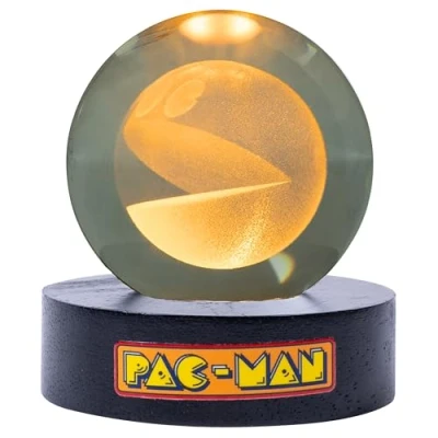 Immagine di Fizz Creations PAC Man Lampada a sfera di cristallo, stile retrò, da scrivania, alimentazione USB, classico Arcade Gaming, idea regalo