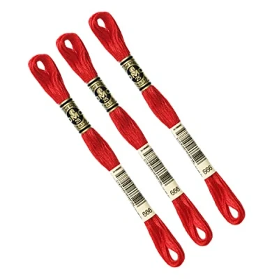 Immagine di DMC Set di 3 matassine Mouliné Spécial 117MC ROSSO LUMINOSO 666 Filo da ricamo 100% cotone Si adatta a tutte le tecniche e tutti i supporti, ideale per il punto croce