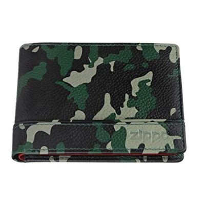 Immagine di Zippo Lether tri fold wallet Portamonete 11 centimeters Verde (Green Camouflage)