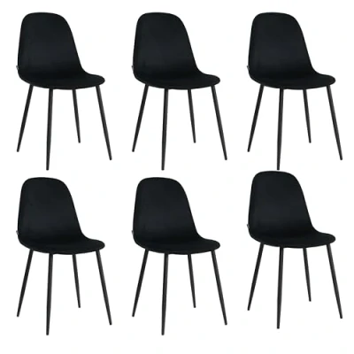 Immagine di Mevsim Store Sedie da Sala Pranzo Nero Set di 6 100% Velluto Rivestimento in Lusso Design Elegante Sedia Salotto Confortevole
