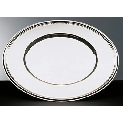 Immagine di APS Placemat piatto decorativo altamente lucidato, Ø 33 cm di diametro, tovaglietta con bordo perlato, piattino in acciaio inossidabile, impilabile, lavabile lavastoviglie