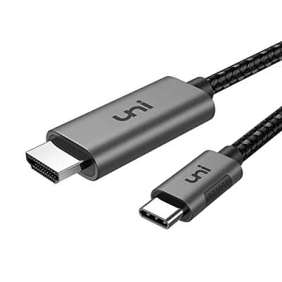 Immagine di uni® Cavo da USB C a HDMI 1,8m(4K@60Hz), Intrecciato Tipo Thunderbolt 4/3 Compatibile con MacBook Pro/Air, Serie iPhone 15, iPad Pro, iMac Mini/Pro, Surface Book, Galaxy S20 ecc.