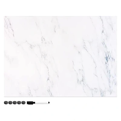 Immagine di Navaris Memo Board Lavagna Magnetica 70x50cm Lavagnetta Scrivibile Cancellabile con 1x Pennarello e 5X Calamite Bacheca Design Marmo Bianco