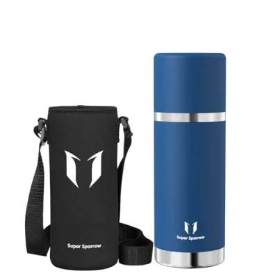 Immagine di Super Sparrow Borraccia Termica 750ml Bottiglia in Acciaio Inox Borracce Senza BPA Mantiene Calde 12 Ore o Fredde per 24 A Prova di Perdite Tappo Funge Anche da Tazza