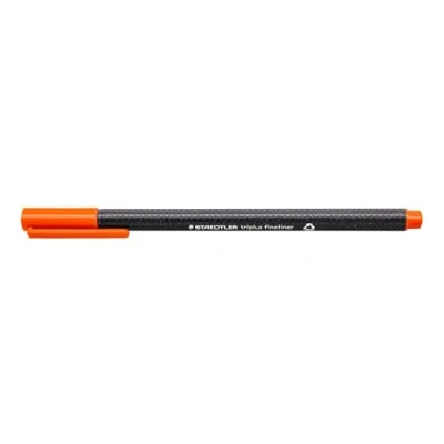 Immagine di STAEDTLER penne arancio Triplus fineliner, punta fine rinforzata in metallo 0.3mm, tratto sottile, fusto triangolare ergonomico, colori brillanti ideali per bambini, confezione da 10 334 4