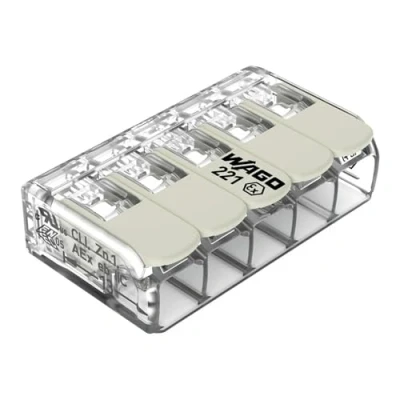 Immagine di WAGO Terminali di collegamento 221 685 5 conduttori, fino a 6 mm², 15 pezzi, connettori per cavi COMPACT con leve tutti i tipi conduttori in tutto il mondo, sicurezza delle applicazioni