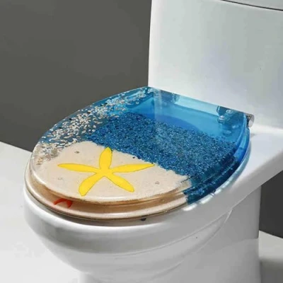 Immagine di Unikicool Sedile WC in Resina,Sedile Trasparente,Tavoletta Resina Trasparente Sedile,Facile da Pulire,Sgancio Rapido,igienico e Confortevole,Addensare,Adatto per Il Bagno di Famiglia.