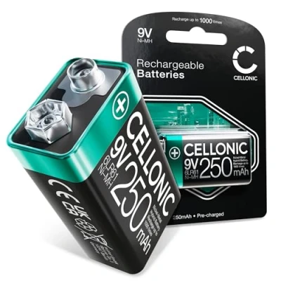 Immagine di CELLONIC® Batteria da 9v Ricaricabile 250mAh precaricata e pronta all&#039;Uso Lunga Durata di Vita utile 1x / Block 6F22 6LR61 AM 61 Pila Ricaricabile, efficiente duratura