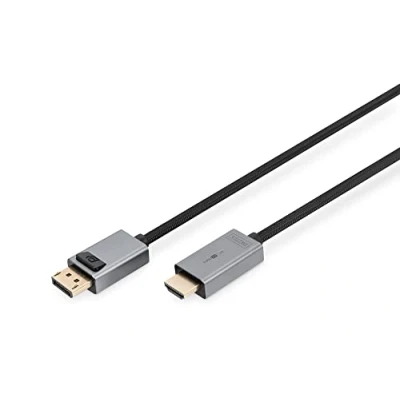 Immagine di Digitus HDMI Cavo Spina A, DisplayPort 1.8 m Nero DB 340202 018 S UHD 4K;, tripla schermatura, Flessibile, Privo di alogeni