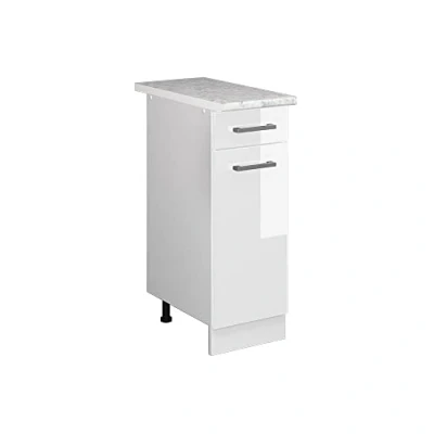 Immagine di Vicco mobiletto base per cucina R line, Bianco lucido/Bianco, 30 cm, PL Marmo