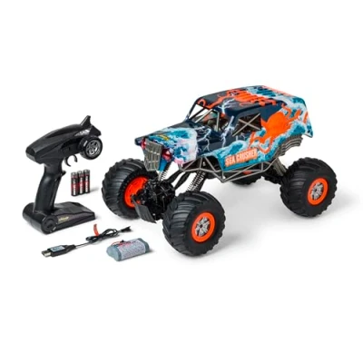 Immagine di Carson 500404284 1:10 Sea Crusher 100% RTR arancione Auto RC come veicolo anfibio, RTR, per terra e acqua, robusto impermeabile, con telecomando 2.4G