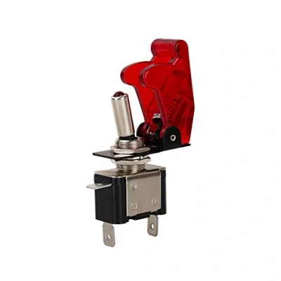 Immagine di Fydun interruttore a bilanciere per auto SPST Dome Fogger Toggle Switch 12V 20A ON/OFF con copertura di sicurezza rossa