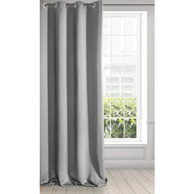 Immagine di Eurofirany LOGAN Tenda Oscurante Extra Lunga 1 Unità, Occhielli, Blocco della Luce, Oscuramento Stanza, Camera da Letto, Soggiorno, 135x250 cm, Argento
