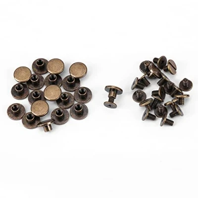 Immagine di HEEPDD 20 Pezzi Rivetti in Pelle Artigianale, Viti a Testa Piatta Filettate Ottone Resistente Rivetto per Cintura Borsa Artigianato Fare(5mm)