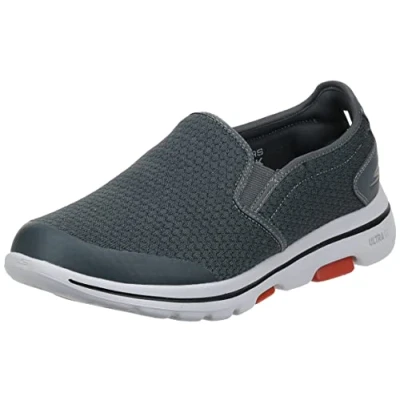 Immagine di Skechers Gowalk 5 Apprize Double Gore Slip On Performance Scarpe da Trekking Sneaker, Ginnastica Uomo, Grigio Antracite Tessuto Sintetico Bordo Bianco Antracite, 48.5 EU