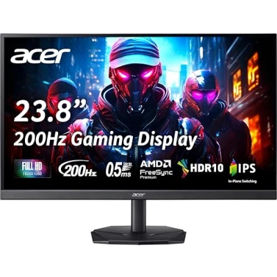 Immagine di acer Nitro KG242YX1bmiipx Monitor Gaming 23.8&quot;, Display FHD IPS 200 Hz, 0,5 ms, FreeSync Premium, Luminosità 250 nits, HDMI 2.0, DP 1.2, Speaker Integrati, Cavo Incluso, Nero, KG 24&#039;&#039;