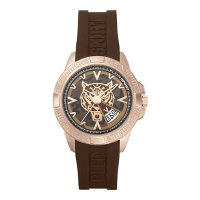 Immagine di Plein Sport Orologio analogico al quarzo da uomo Touchdown, Rosa/Marrone/Silicone Psfba0323, cinghia