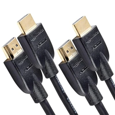Immagine di Amazon Basics Confezione da 2 cavi HDMI 4K 1.8 m, alta velocità con Ethernet 18 Gbps, 4K@60 Hz, 2160p, Nero