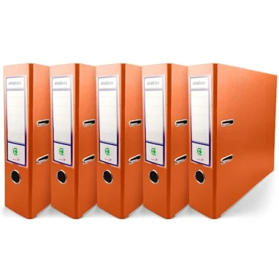 Immagine di Netuno 5x raccoglitore documenti formato a4 arancione 2 anelli dorso 8 cm registratore grande a leva con archivio faldone ad per archiviazione