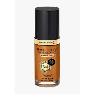 Immagine di Max Factor Fondotinta Facefinity All Day Flawless Correttore, liquido e primer viso 3 in 1, Formula vegan, Copertura modulabile, Tenuta fino a 30 ore, SPF20 W98 Warm Hazelnut, ml