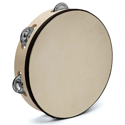 Immagine di TIGER TAM91 12 BK Tamburello a fila singola, 30,5 cm, in legno con testa pelle grezza