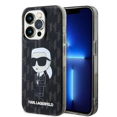 Immagine di CG MOBILE Karl Lagerfeld IML IKonIK Custodia rigida con monogramma per iPhone 15 Pro, colore: Nero