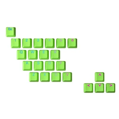 Immagine di Ranked Set di 23 Tasti in ​​Gomma Double Shot Traslucido Profilo OEM per Tastiere da Gioco Meccaniche(Neon Green, Tasti)